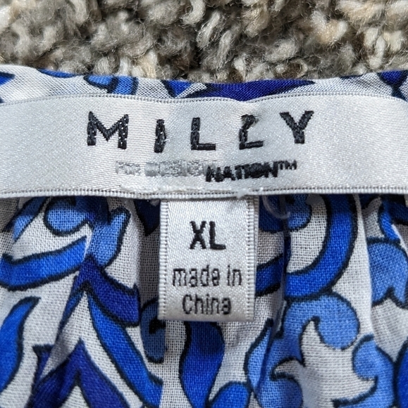 ✨3/$15 Milly for Design Nation blue white 1/2 sleeve blouse XL - Picture 7 of 8